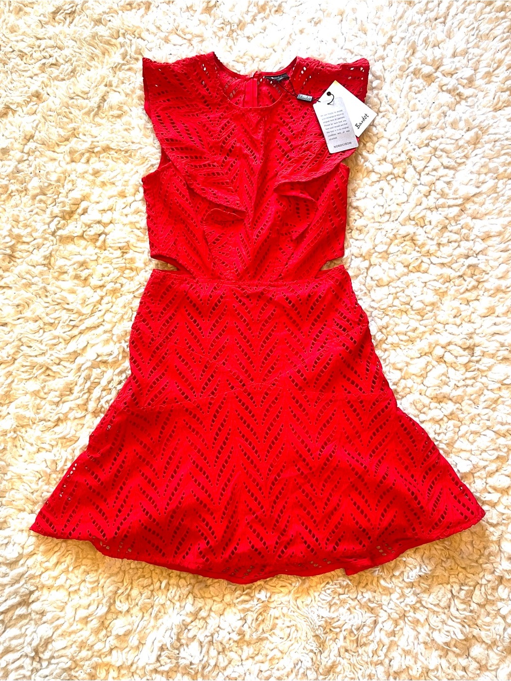 NWT Bardot Eyelet Ruffle Cut Out Dress